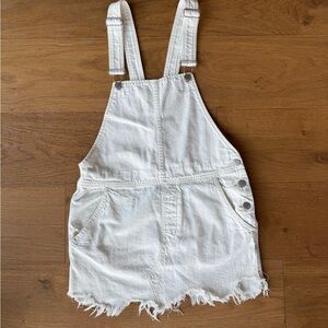 Free People Cream Denim Overalls